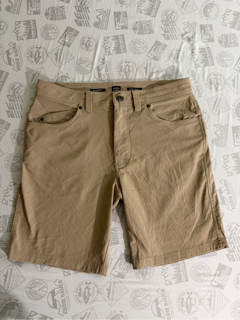 PrAna Brion Shorts Men’s 32 Brown Stretch Nylon Hiking Outdoor 9 Inch Inseam